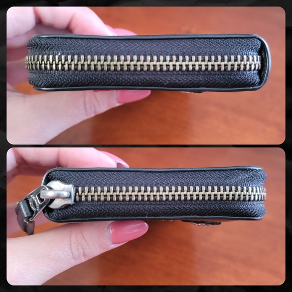 Coach 58485 Rexy Metal Embroidery Black Leather Accordion Wallet - Picture 3 of 14